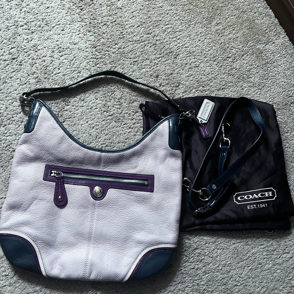 Coach leather color block hobo bag